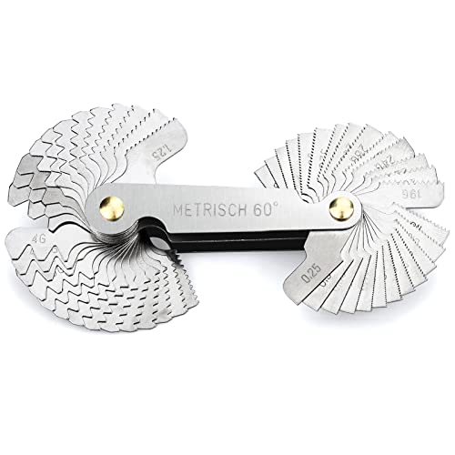 Hoaoh 52 Pcs Stainless Steel Thread Gauges Whitworth Imperial 55 Degree, Metric 60 Degree, Us 60 Degree Thread Gauge For Screws Measuring Tool #TOP7