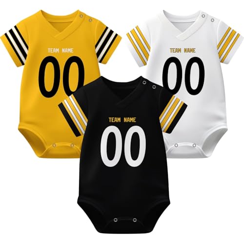 Image of KREDE Baby Clothes Unisex Bodysuit Jersey Style Custom Name Number for Baby Boys