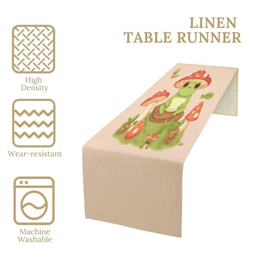 Chemin de table épais grenouilles et champignons pour salle à manger