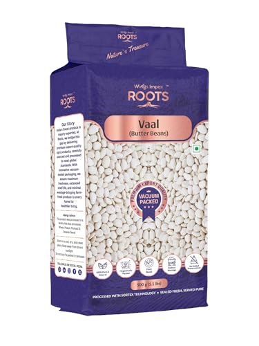 Image of Roots Vaal Butter Beans 500 Gram | Premium Surti Vaal | Protein & Fiber Rich Pulses | Hygienically Packed | Vacuum Packed | Preservative Free | Fresh & Natural Indian Lentils | Wholesome Plant-Based Protein