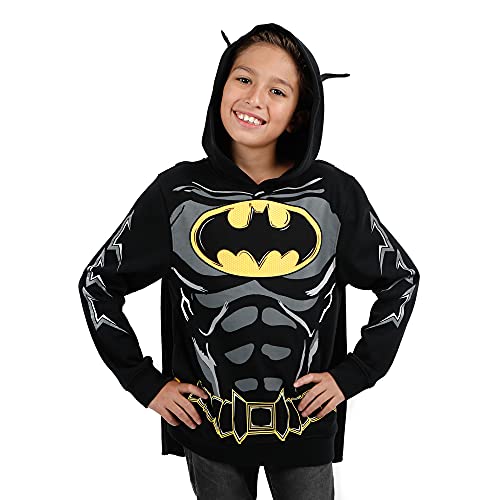 Youth Boys DC Comic Book Batman Cosplay Hooded Sweatshirt W/ Cape (Medium) Black