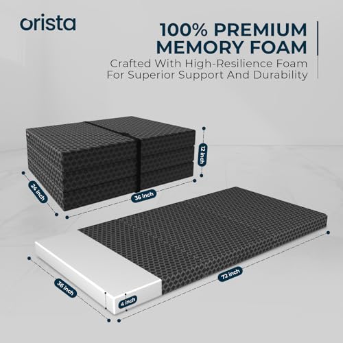 Image of Orista Tri-Fold Foldable Orthopedic Foam Mattress Single Bed | 72x36x4 Inch | Compact & Portable, 3-Fold Design | Perfect for Floor Sleeping, Guests, and Travel Easy Storage & Comfort Support