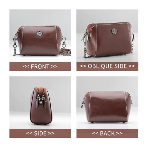 Image of Genuine Leather Small Crossbody Bags for Women | Lightweight Shoulder Purse, Designer Handbag with Adjustable Strap, Casual Travel Everyday Bag