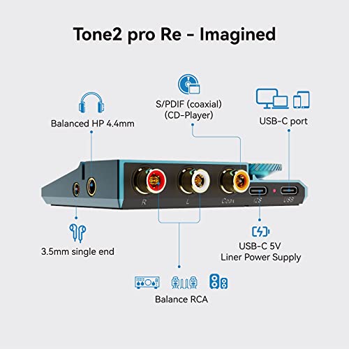 Image of Khadas Tone2 Pro | Desktop Digital Analog Converter - Headphone Amplifier with USB-C Inputs: 3.5mm Unbalanced / 4.4mm Balanced /RCA - MQA DECODER