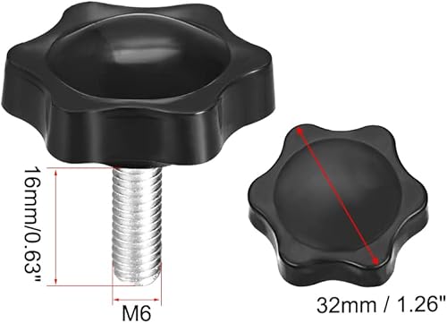 Miniatura 6 de uxcell Pomo de tornillo de sujeción, 1.496 in de diámetro con forma hexagonal de ciruela, perilla de estrella M8 x 2.362 in, rosca macho, 2 unidades