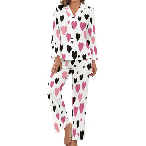 Pyjama pour femme ensemble doux imprime coeur d'amour pour se chouchouter