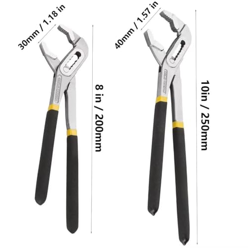 Miniatura 5 de Xemnys Alicates De Bomba De Agua, Llave De Tubo 250 Mm, Empuñaduras Tubería Ajustables Rápidas, Alicates Junta Deslizante Multiagarre, Mandíbula 40 Mm