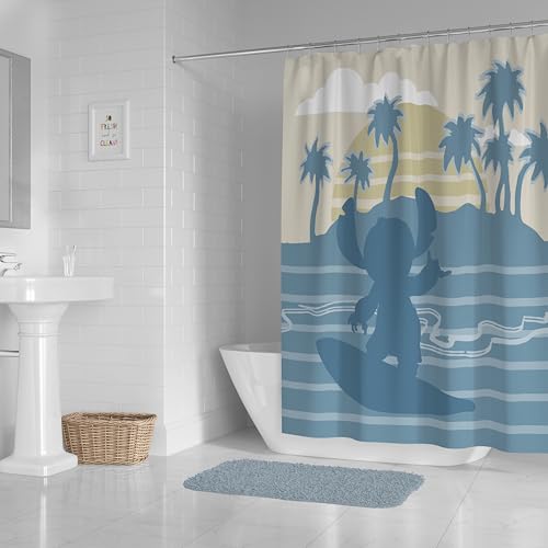 Image of Jay Franco Disney Lilo and Stitch Shower Curtain - Licensed Bathroom Decor for Kids or Teens - 70 x 72 Inch Washable Fabric Curtain