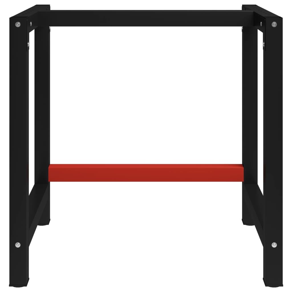 vidaXL Cadre de Banc de Travail Support de Table de Travail Pied d'Etabli Support d'Etabli Cadre de Table de Travail Métal 80x57x79 cm Noir et Rouge