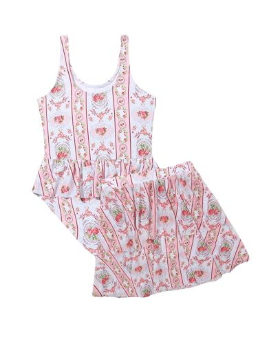 Image of WDIRARA Girl's 2 Piece Floral Print Ruffle Trim Swimsuit Bathing Suit with Cover Up Beach Skirt