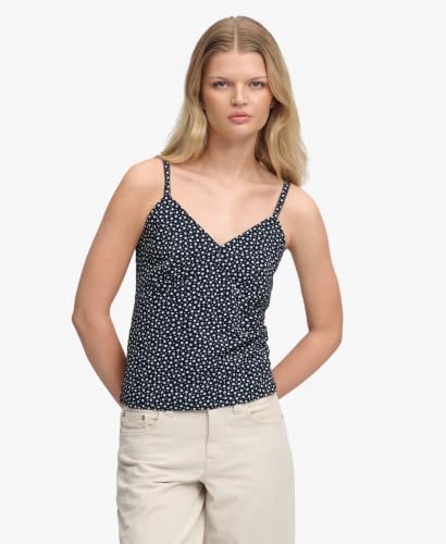 Superdry Cotton Cami Top T-Shirt, Eclipse Navy Ditsy Hearts, 40 Femmes