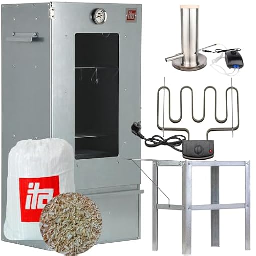 ITA Ahumador Eléctrico 7000 - Set de Ahumado con Calefacción, Mesa, Generador de Humo - Armario Ahumador con Ventana & Termómetro - Acero Aleado - Calidad UE, Directo del Fabricante | Ya disponible en tu tienda friki favorita! En mundofriki.es!