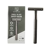 Zero Waste MVMT Single Blade Safety Razor for Men & Women (Onyx) Premium Aluminum Handle, Reusable & Plastic-Free – Smooth, Close Shave with Less Irritation – Includes 10x Blades & Travel Bag - Onyx