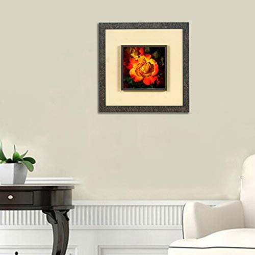 Image of Wens 'Yellow Rose Flower Embossed' Wall Art Painting (Synthetic Wood, 33 cm x 33 cm x 4 cm, WSP-12066)