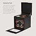 Wolf Roadster Single Watch Winder with Storage, Black - Secure Fit with Patented Lock-in Dynamic Cuff - All Wrist Sizes - Vegan Leather & Glass Cover - Includes Universal Adapter