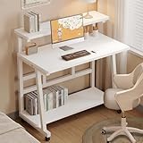 GIGIGETパソコンデスク コンパクト オフィスデスク 3段テーブル 人間工学 PCデスク ホームオフィス 省スペース ナチュラル シンプル 机 組み立て簡単 勉強机 学習机 説明書付き image