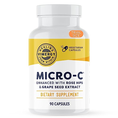 Vimergy Micro-C ®, Trial Size - 90 Servings – 500mg All-Natural Buffered Vitamin C Capsules with Rose HIPS, Rutin, Grape Seed & Acerola Fruit Extract - Supports a Healthy Immune System & Skin Health