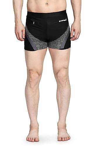 Image of Men's Swim Trunks Set with Swimming Goggles, Cap, Nose Clip & Earplugs - Quick Dry Printed Swim Shorts for Beach & Pool - Comfortable Elastic Waist Swimwear Combo