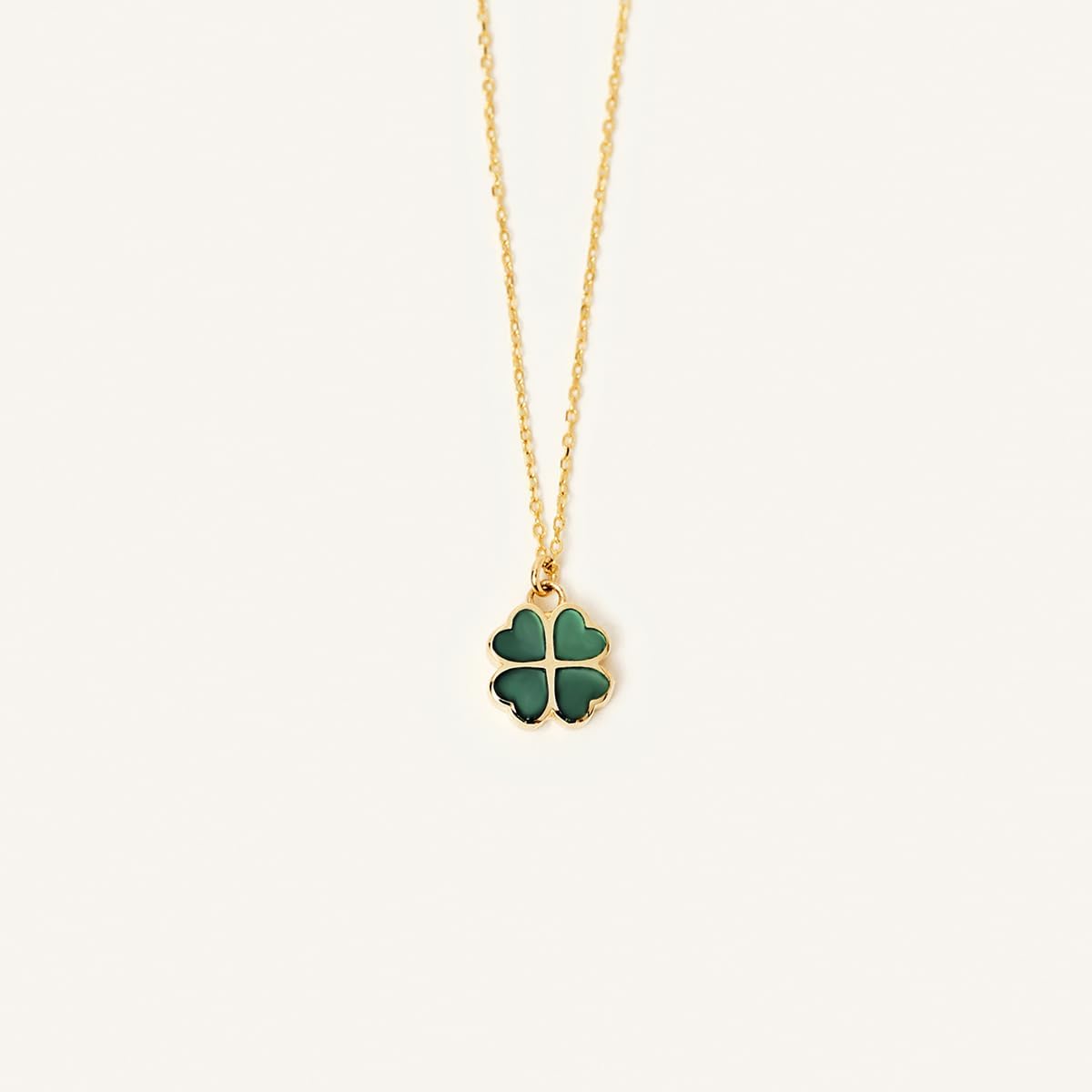 Gelin 10K Yellow Gold Green Enamel Clover Necklace for Women, Four Leaf Lucky Pendant, 18 Inch Gold Jewelry Gift - Image 3