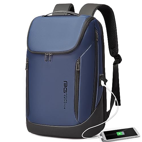 BANGE Business Smart Backpack Waterproof fit 15.6 Inch Laptop Backpack with USB Charging Port,Travel Durable Backpack (Blue（two Pocket), Medium