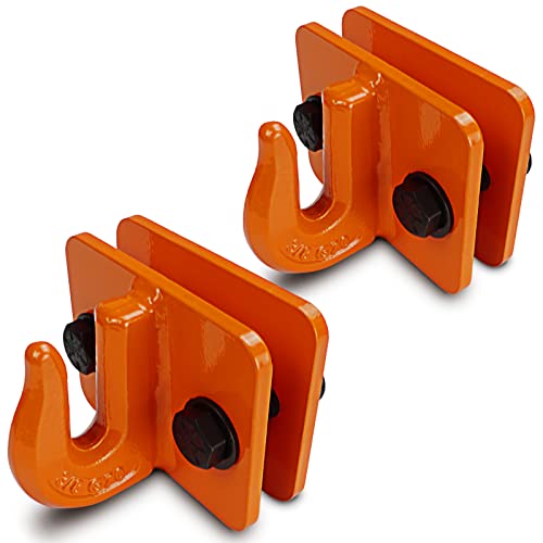 AYMMIC 3/8\" Tractor Bucket Grab Hook, with Forged Steel Bolts and Lock Nut, G70 Grab Hooks for Tractor Bucket, 15,000lbs Break Strength, for Loader and Tractor Bucket RV Truck UTV (Orange) 2 Pack
