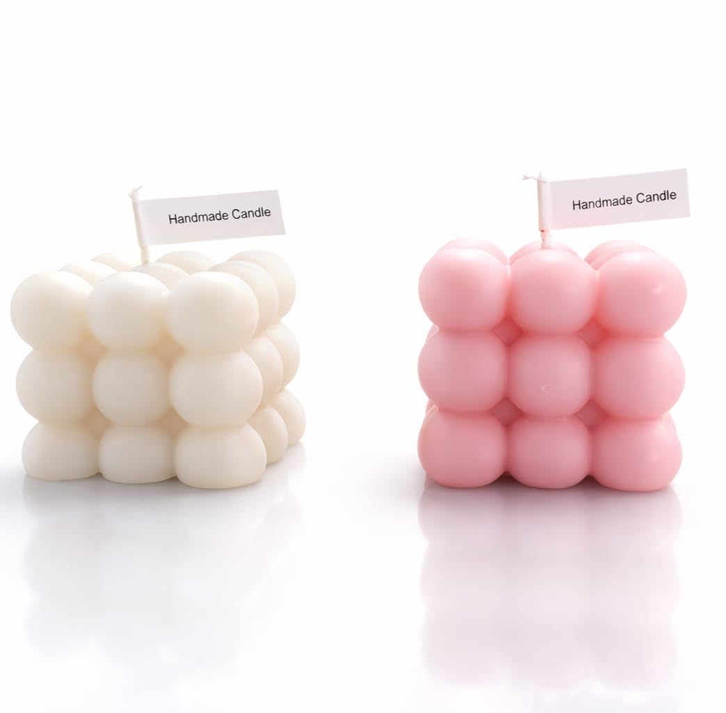 Elegant & Aromatic Candles by SKP DECOR – Premium Handmade Big Bubble Wax Candle for Home Décor, Relaxation & Gifting | Luxury Scented & Decorative Candles (2, White + Pink)-image-12