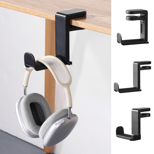 kwmobile Porta Cuffie Scrivania - Supporto Cuffie Gaming - Portacuffie Scrivania per Headset/Overear headphone per Casa e Ufficio - Accessori Gaming con Rotazione a 360° - nero