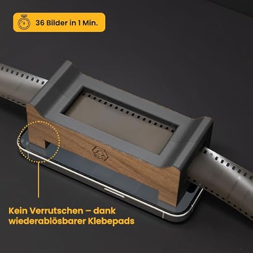 Negativhalter 35mm – Filmhalter zur Digitalisierung analoger Filme – 36 Bilder in unter 1 Minute – Ideal für Scannen mit DSLR (Mattschwarz ohne Echtholz)