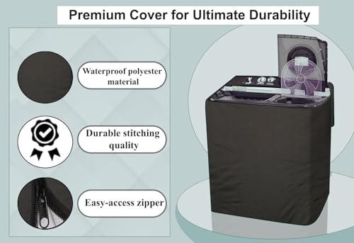 Image of Stylista Polyester Washing Machine Cover Compatible for Godrej 8 KG Semi-Automatic Top Loading WSEDGEULTS805.0DB2MCSGR, Military