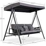 PURPLE LEAF Hollywoodschaukel 3-Sitzer mit Liegefunktion Grau