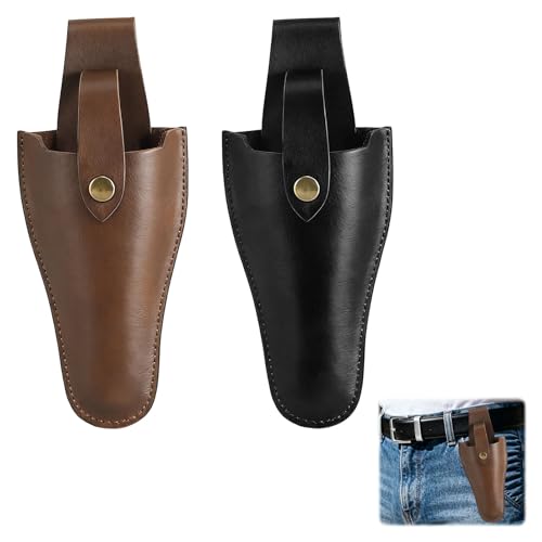 2 PCS Secateurs Holster,Durable Leather Tool Belt Pouch,Garden Tool Belt Pouch,Durable Leather Sheath Pouch Holder for Garden Pruning Pliers Shears Secateurs Scissors Gift (Brown, Black)