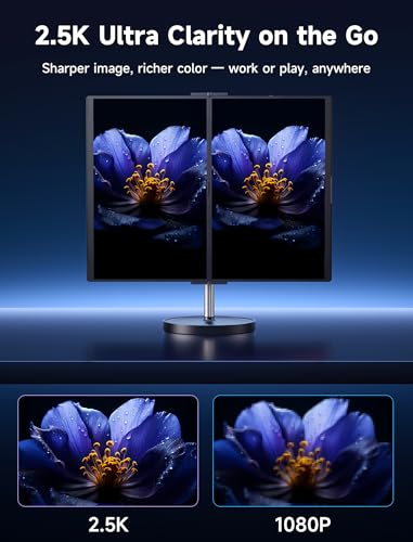 Image of JSAUX FlipGo Touchscreen 16 inch Dual Portable Monitor, 2.5K Triple Laptop Touch IPS Screen Foldable Extender for Laptop[for Windows /Linux] One Cable to Dual /Magnetic Design /Built-in HUB /HiDPI Display
