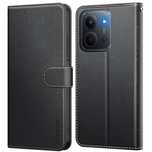 SineOrdo Funda Compatible con Xiaomi Redmi 15C 4G / 15C 5G / Poco C85 4G Carcasa, Libro Redmi 15C 4G / 15C 5G / Poco C85 4G Funda con Tapa Piel Suave Cuero Tarjetero Flip Wallet Móvil Case Negra