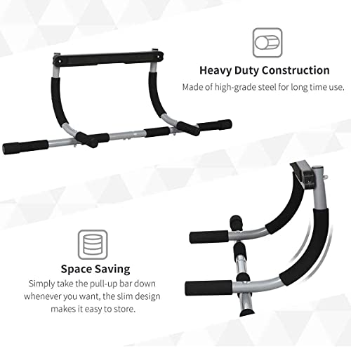 Image of HOMCOM Pull-Up Bar, Steel Construction, Doorway Mount, Black