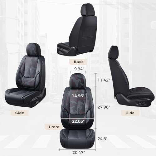 Image of Coverado Seat Covers, Car Seat Covers Front Seats, Leather Seat Covers for Cars, Car Seat Protector Waterproof, Black Car Seat Cushion, Front Carseat Cover Universal Fit for Most Cars Camo