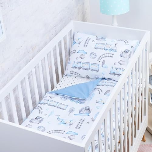 BABYSAFE Juego Funda Nórdica Cuna 100x135 y Funda Almohada 40x60 Coordinada, 100% Algodón Certificado Oeko-Tex - Hecho en Europa, Suave, Transpirable y Seguro para Bebés y Niños
