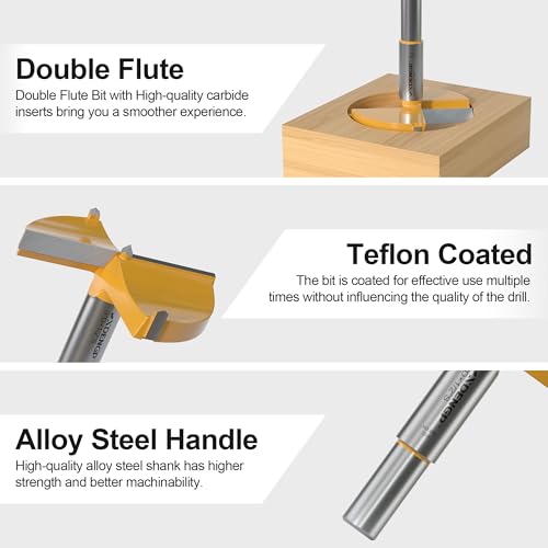 Image of Forstner Bit 1 /2 inch Shank, 3 inch Cutting Diameter, Forstner Drill Bit for Woodworking, Drilling Hole Saw Set, Auger Opener, Hinge Hole Cutter for Plastic, Plywood Products