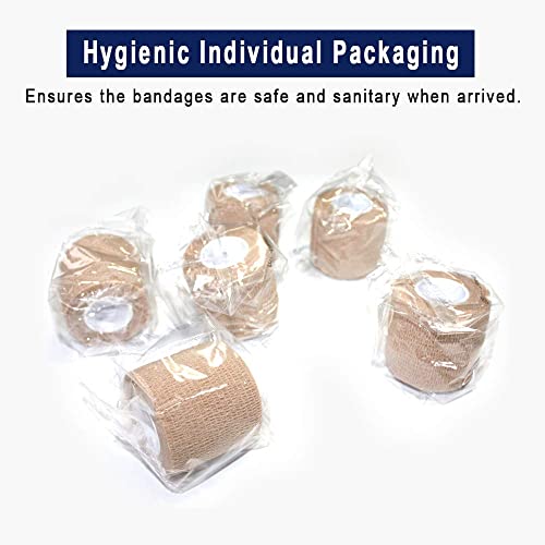 Comomed Self Adhesive Bandage Tape-Self Adherent Stretch Medical Bandage Wrap Athletic Tape Vet Tape 2Inch 5Yards-12 Count(Skin) #TOP1