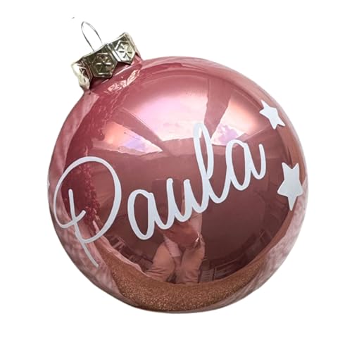 personalisierte Christbaumkugel aus Glas Altrosa glänzend |...