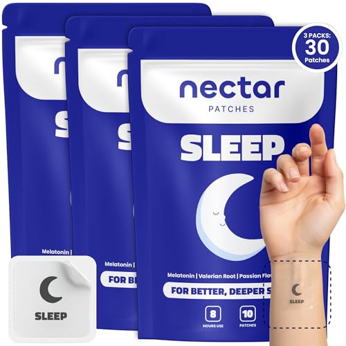 Image of Nectar Sleep Patches for Adults - Melatonin Patch with Valerian | Sleep Support Sticker for Restful Nights | Sleepy Stickers a Restful Night - Sleeping Patches for Men & Women | 30 Count