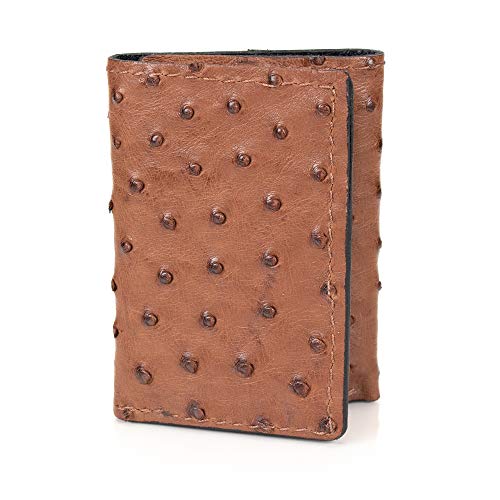 Genuine Ostrich Skin Trifold 9 Card Leather Wallet