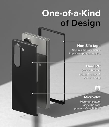 Image of Ringke Slim Compatible with Samsung Galaxy Z Fold 6 Case Cover Anti-Yellowing Ultra Thin Transparent Solid Hard PC Scratch Resistant Protective Phone Case for Z Fold 6 Back Cover (2024) - Black