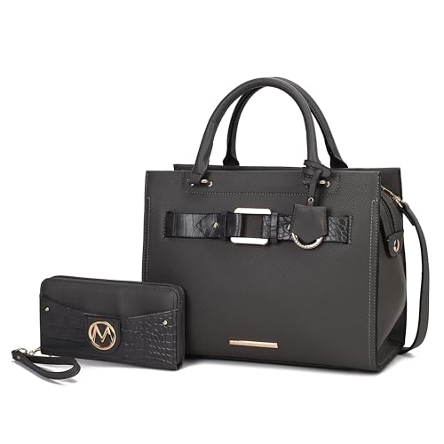 Image of MKF Collection Crossbody Tote Bag for Women & Wristlet Wallet Purse Set - PU Leather Top-Handle Satchel Shoulder Handbag