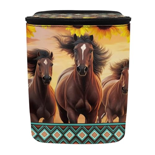 Image of Brown Horse Car Trash Can with Lid,Hanging Leak Proof Garbage Bin for Back Seat,Universal Fit Most Vehicle Truck Interior Accessory