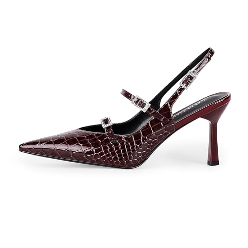Slingback Heels for Women with Crystal Straps Pointed Toe Dress Sandals with Kitten Heel for Wedding Office Party or Formal Events2