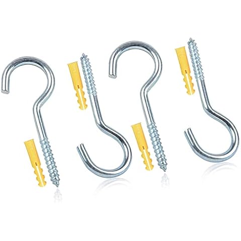 AHAD Washing Line Hooks Heavy Duty Clothes Line Hooks Screw in Ceiling Self Tapping Stainless Steel Rust Proof Wall Mount Hangers Perfect for Home Office Indoor and Outdoor 90mm in Size 8 Pcs Cover
