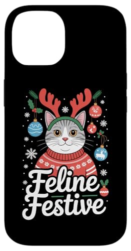 Feline Festive L NX}X giJC 킢 EB^[ zf[ p[eB[ X}zP[X iPhone 14 p
