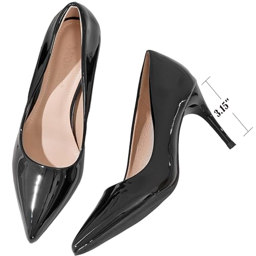 WUIWUIYU Womens High Heels Shiny Lovely Colors Pointed Toe Dress Work Wedding Pumps Bridal Heeled Court Shoes Stiletto Pumps2