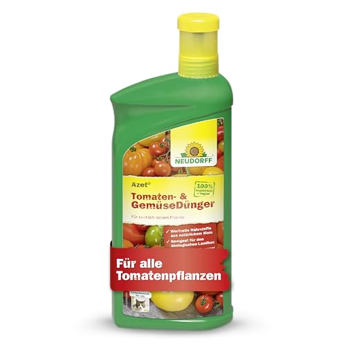 Neudorff Azet Tomaten- und GemüseDünger - 100% natürlicher Bio Dünger für aromatische Tomaten und Gemüse in Balkonkasten Kübel und Beet 1 Liter
