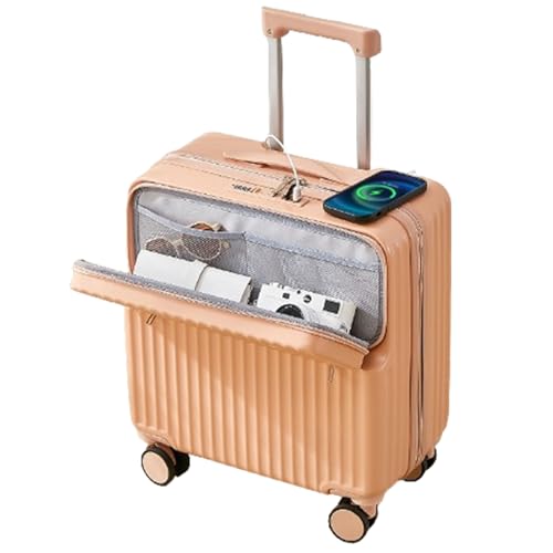 Charging Port Suitcase, Multifunctional Cup Holder Suitcase for Travel and Business Trips, 18 inches, Dogwood Powder,Dogwood Powder-20 inches